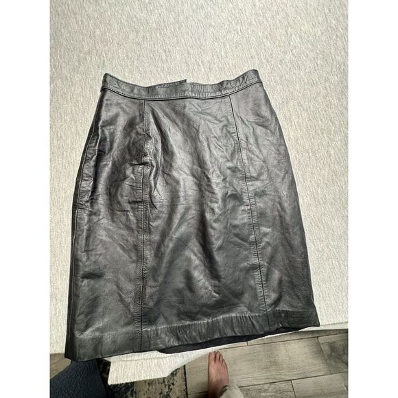 Vintage IOU Leather Lined Black Skirt Women's‎ Size 7 - Picture 1 of 8